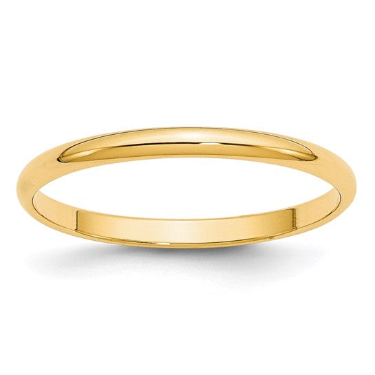 Gold Wedding Band - 2mm Plain