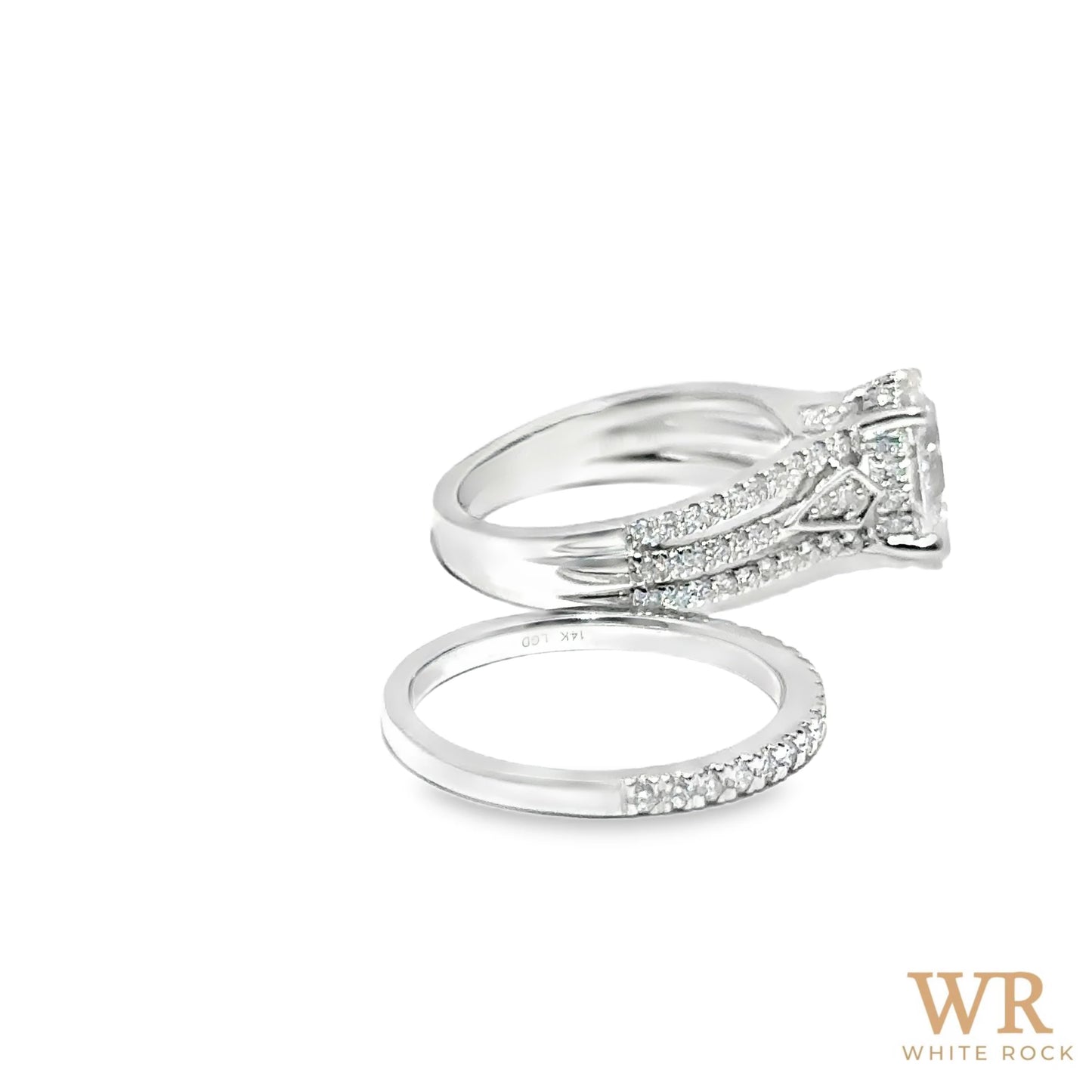 2.75 CTW Oval Cut 2.00 CTW Center Lab Grown Bridal Ring 14K White Gold