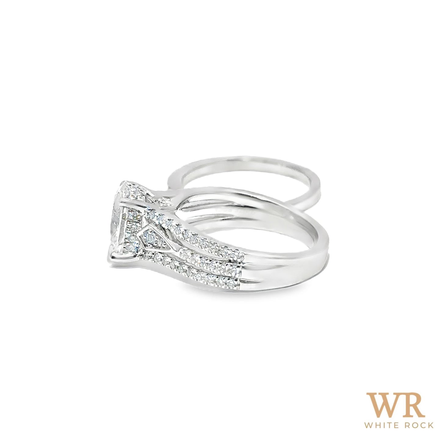 2.75 CTW Oval Cut 2.00 CTW Center Lab Grown Bridal Ring 14K White Gold