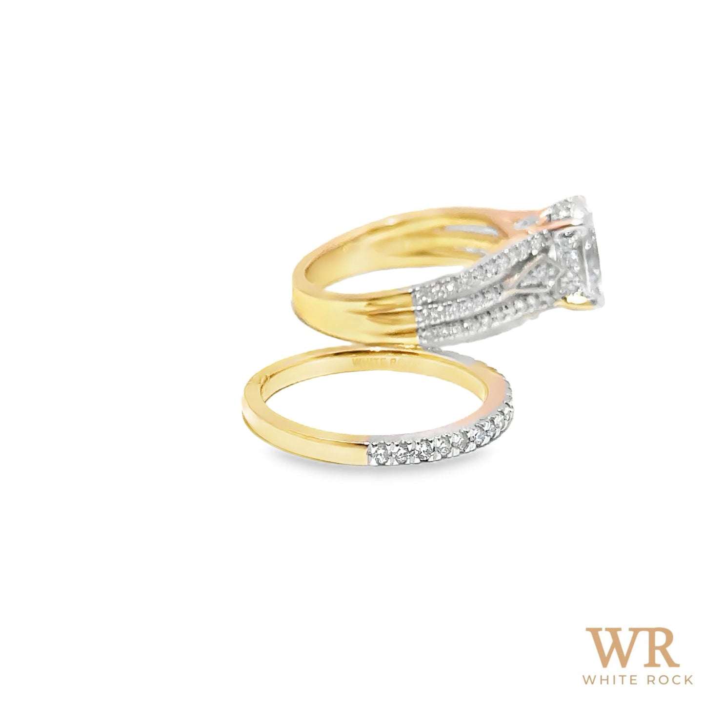 2.75 CTW Oval Cut 2.00 CTW Center Lab Grown Bridal Ring 14K Yellow Gold