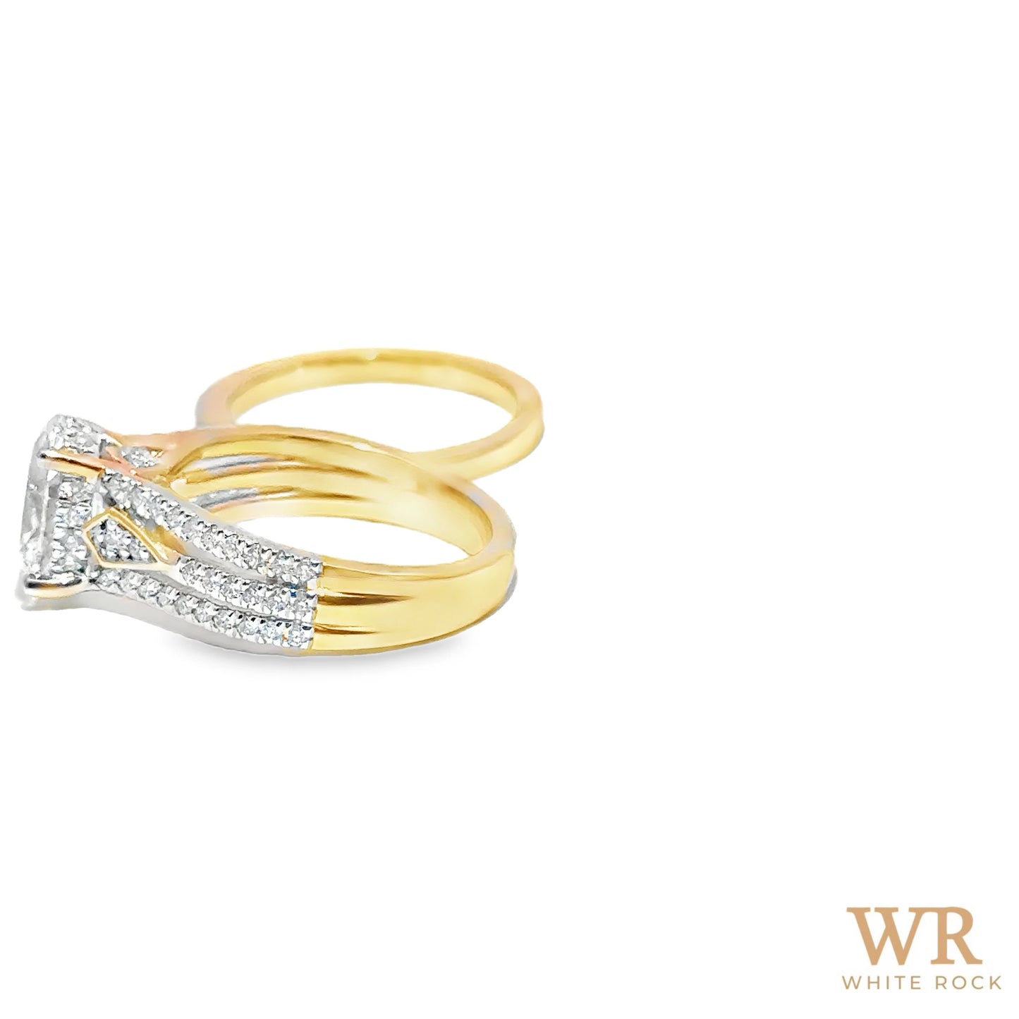 2.75 CTW Oval Cut 2.00 CTW Center Lab Grown Bridal Ring 14K Yellow Gold