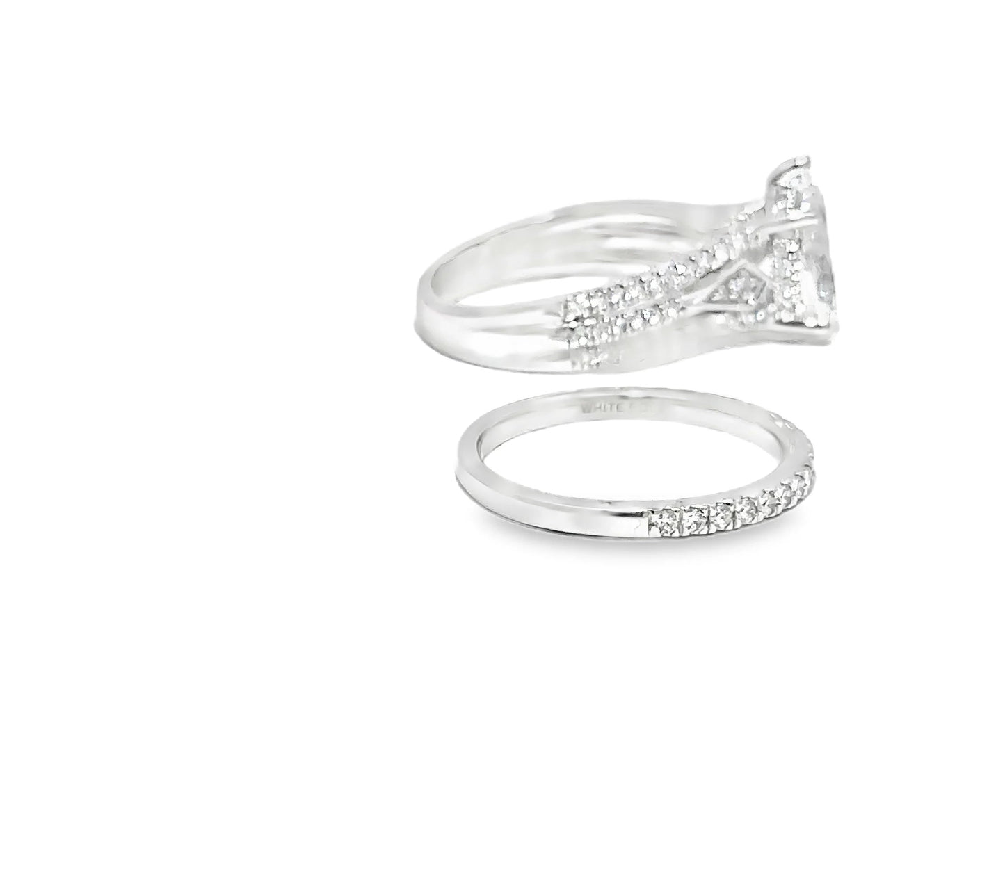 2.70 CTW Pear 2.00 CTW Center Lab Grown Bridal Ring 14K White Gold