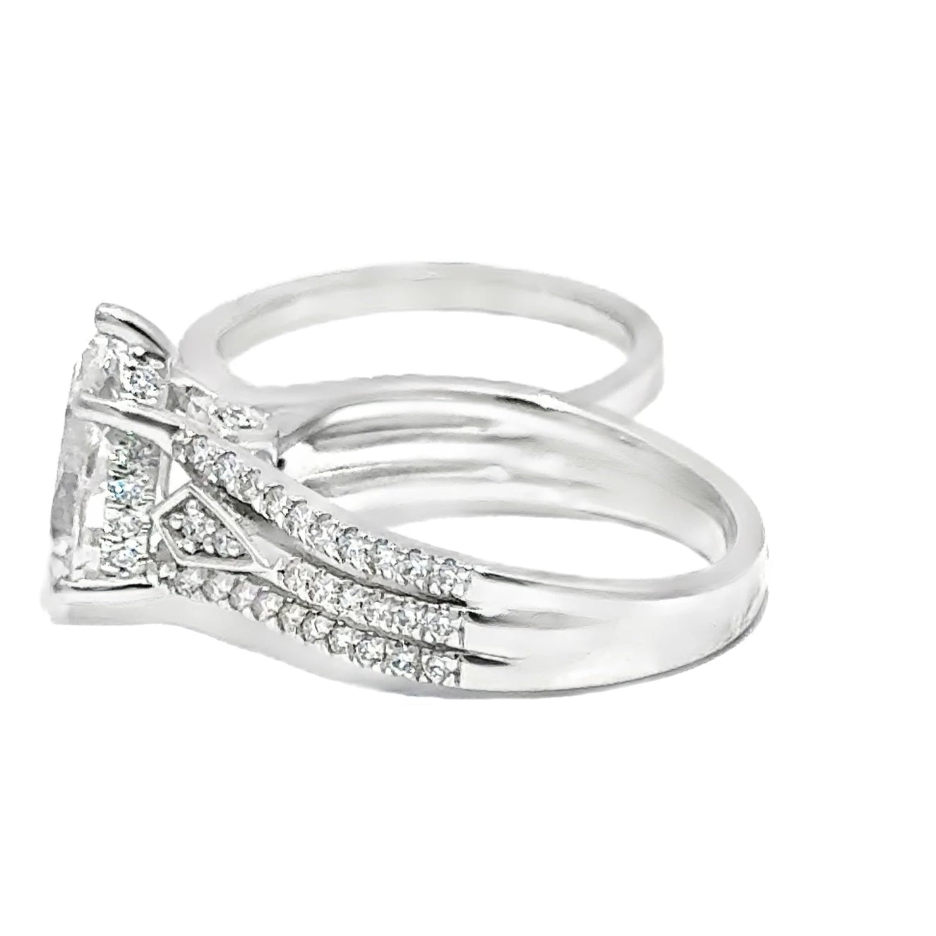 2.70 CTW Pear 2.00 CTW Center Lab Grown Bridal Ring 14K White Gold
