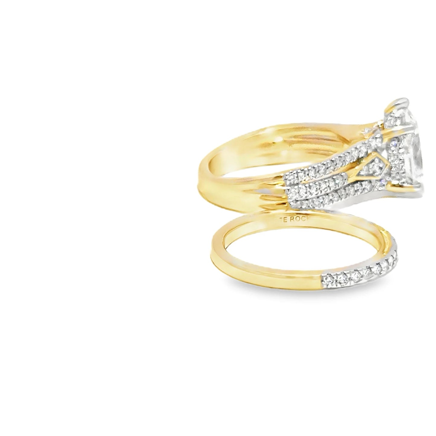 2.70 CTW Pear 2.00 CTW Center Lab Grown Bridal Ring 14K Yellow Gold