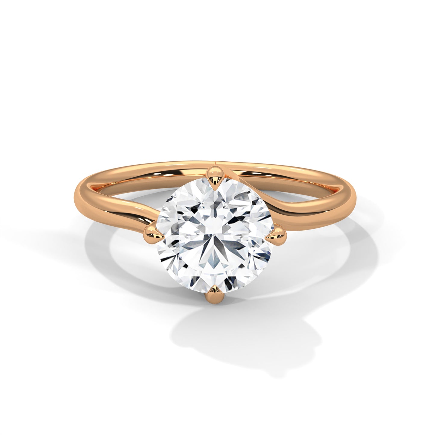 2.00ct round center stone with gold setting.
