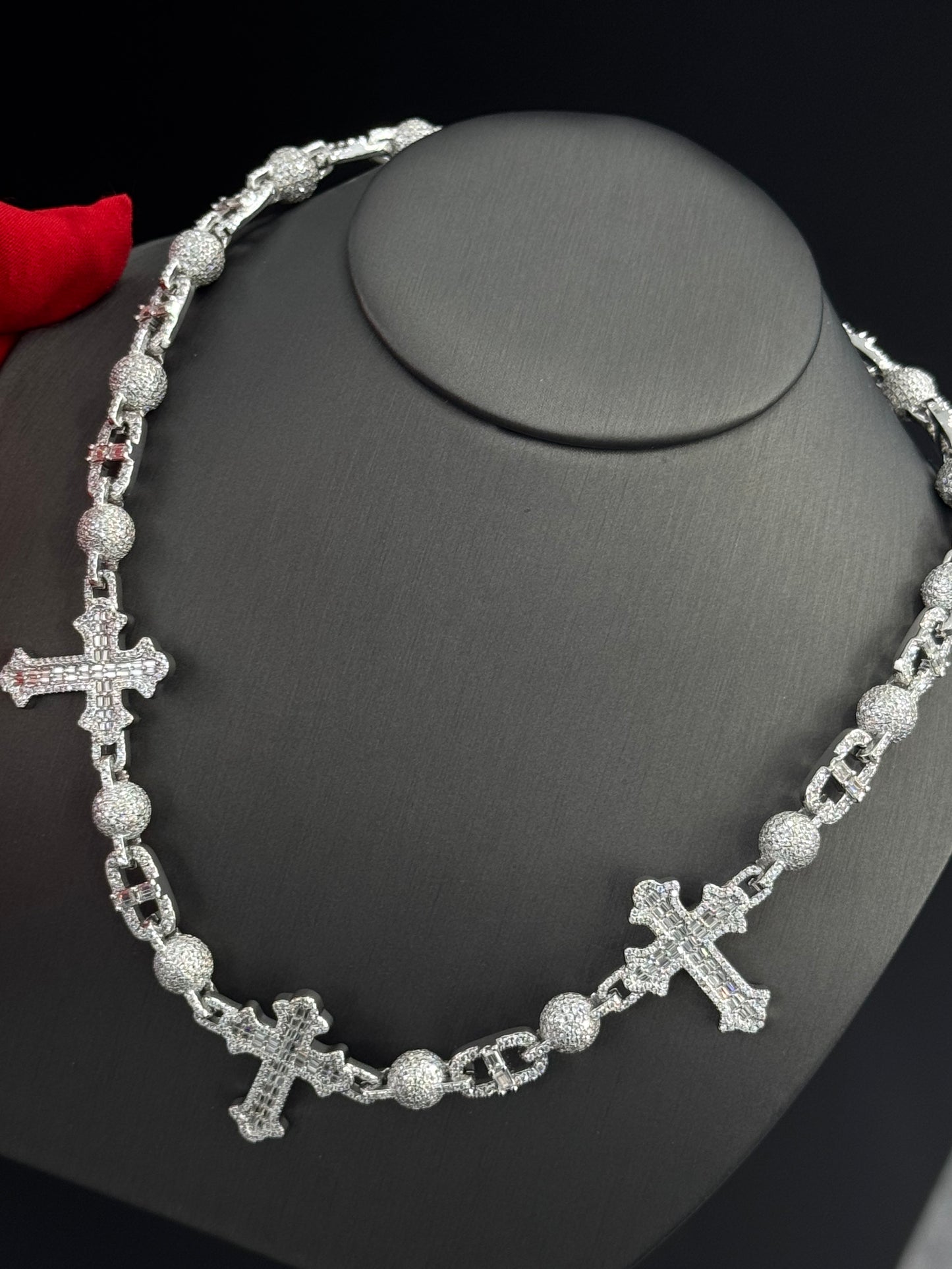 925 Silver Moissanite Custom Cross Chain