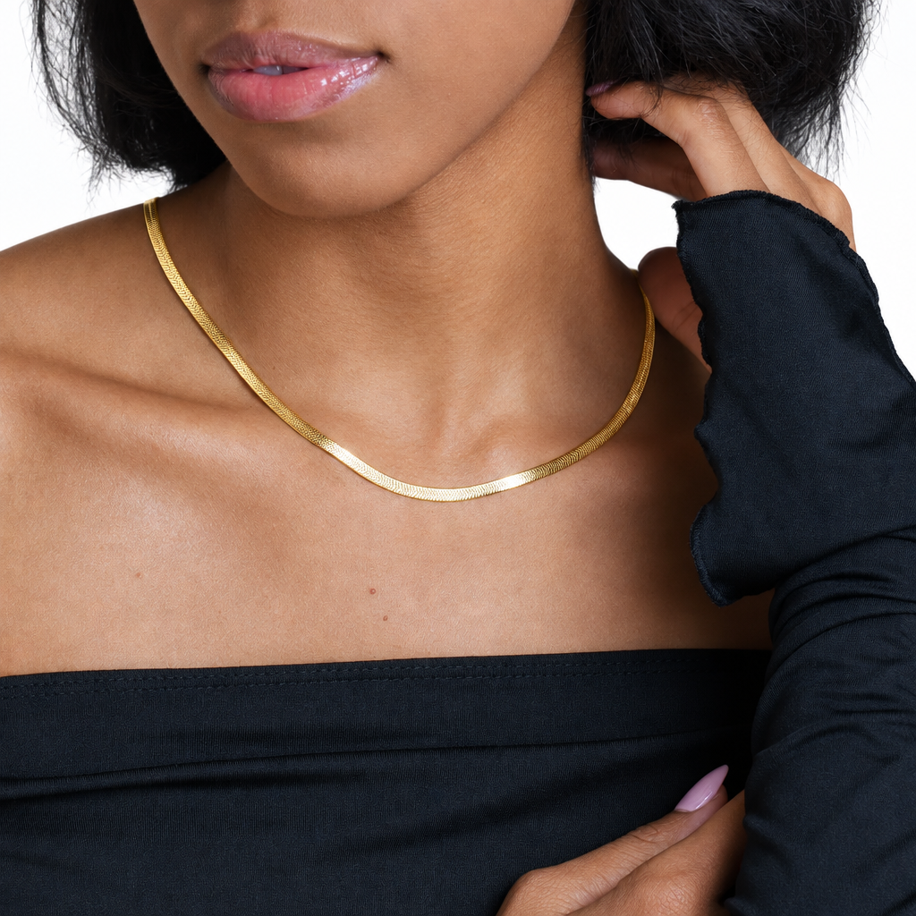 Gold Plated Sterling Silver Herringbone Chain