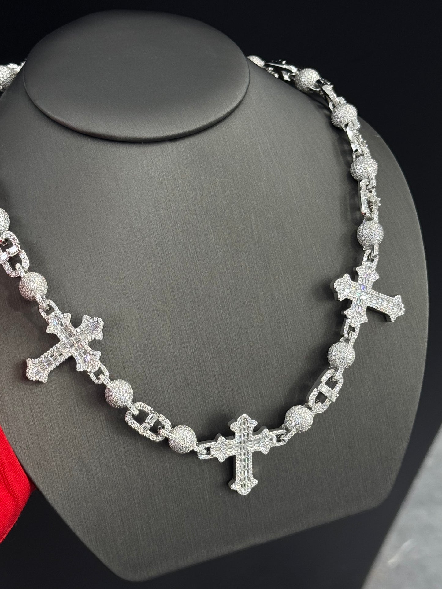 925 Silver Moissanite Custom Cross Chain