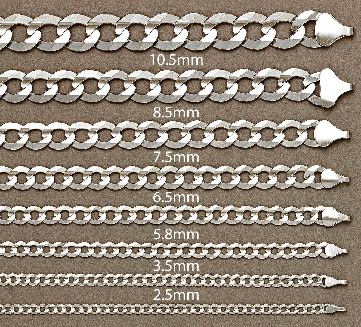 10K White Gold Semi-Solid Cuban Link Chain