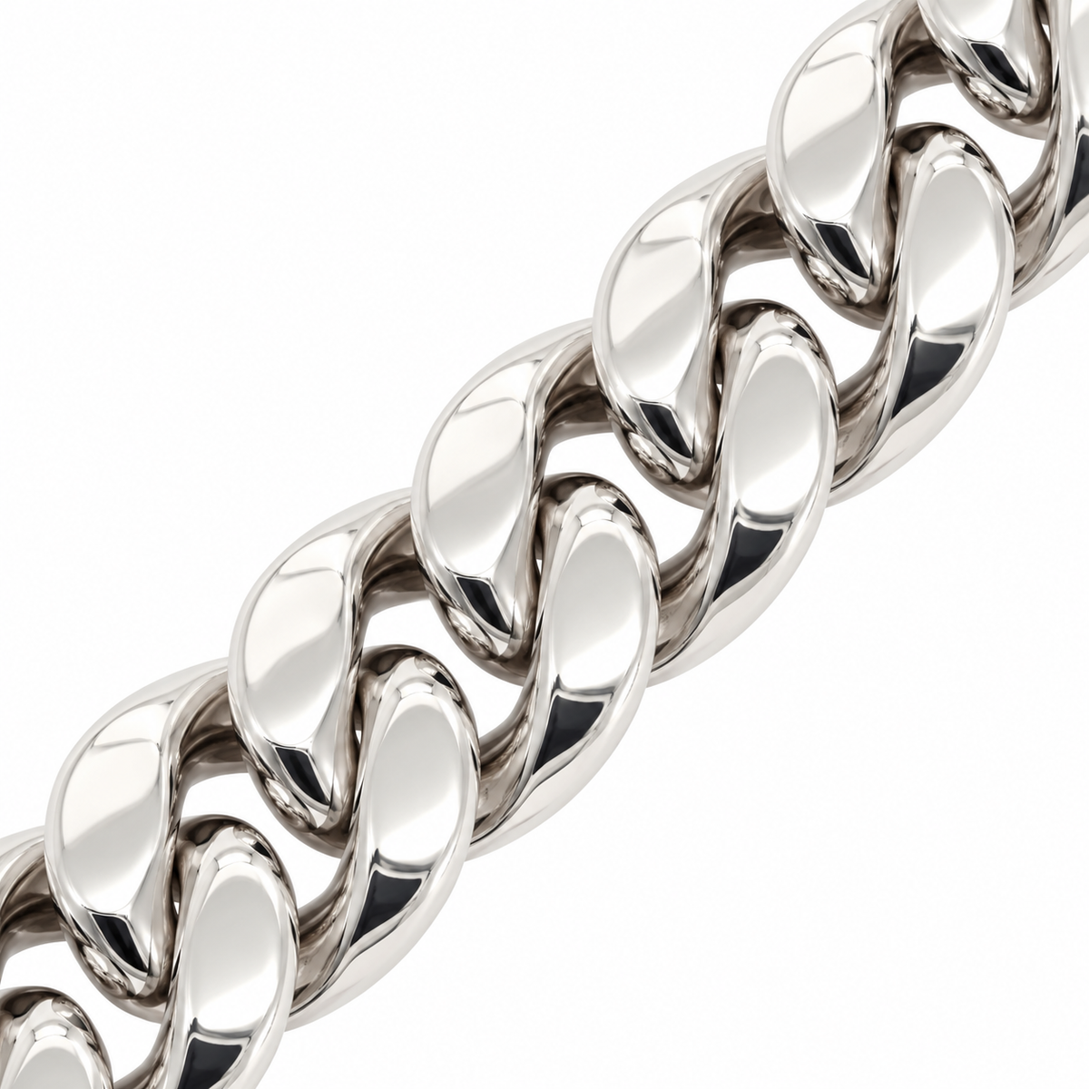 White gold Miami Cuban link bracelet, side view