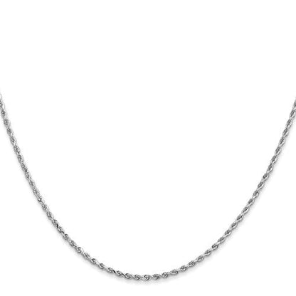 14K White Gold Solid Rope Chain, view 2