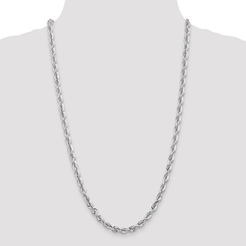 14K White Gold Solid Rope Chain, view 4