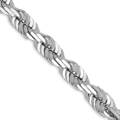 10K white gold solid rope chain detail