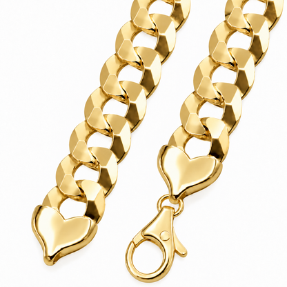 10K Yellow Gold Solid Cuban Curb Link Chain, close-up of the links