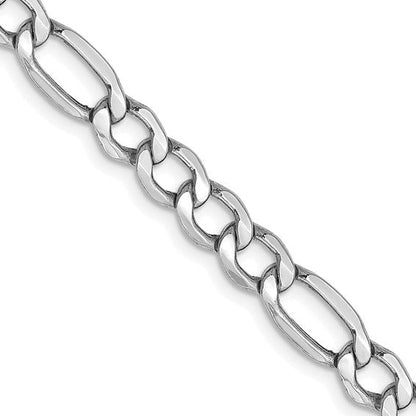 10K White Gold Semi-Solid Figaro Chain