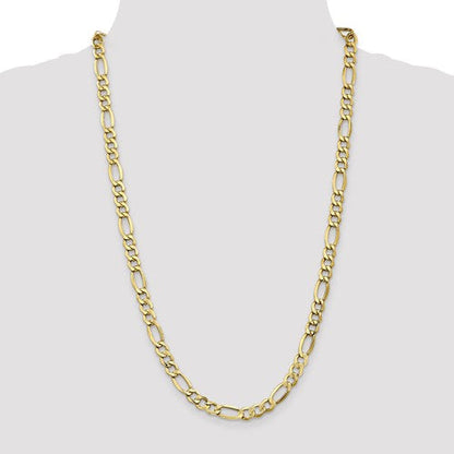 10K Yellow Gold Semi-Solid Figaro Chain, alternate angle