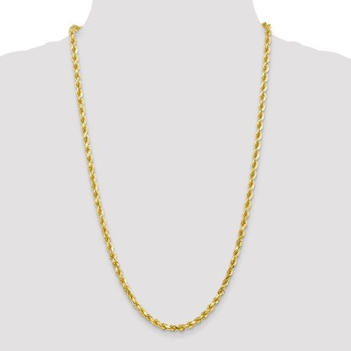 10K Gold Semi-Solid Rope Chain, full-length view