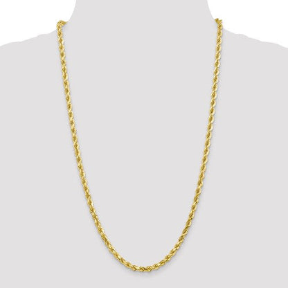 10K Gold Semi-Solid Rope Chain, full-length view