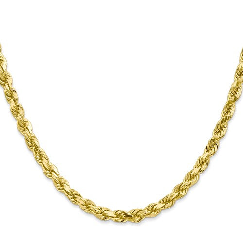 10K Gold Semi-Solid Rope Chain, close-up of the rope links