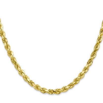 10K Gold Semi-Solid Rope Chain, close-up of the rope links