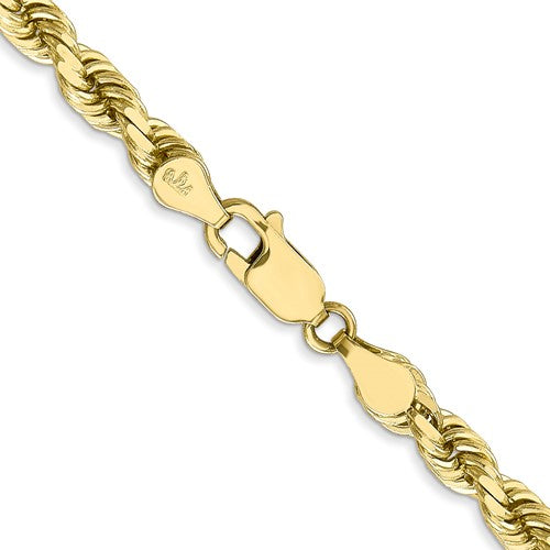 10K Gold Semi-Solid Rope Chain, styled view