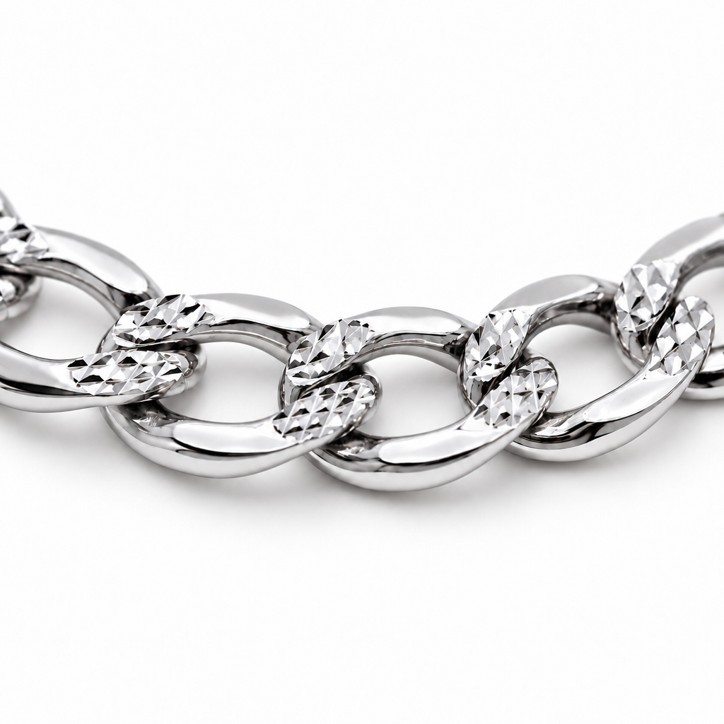 White gold Cuban curb link jewelry