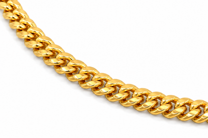 10K yellow gold semi-solid Miami Cuban chain link detail