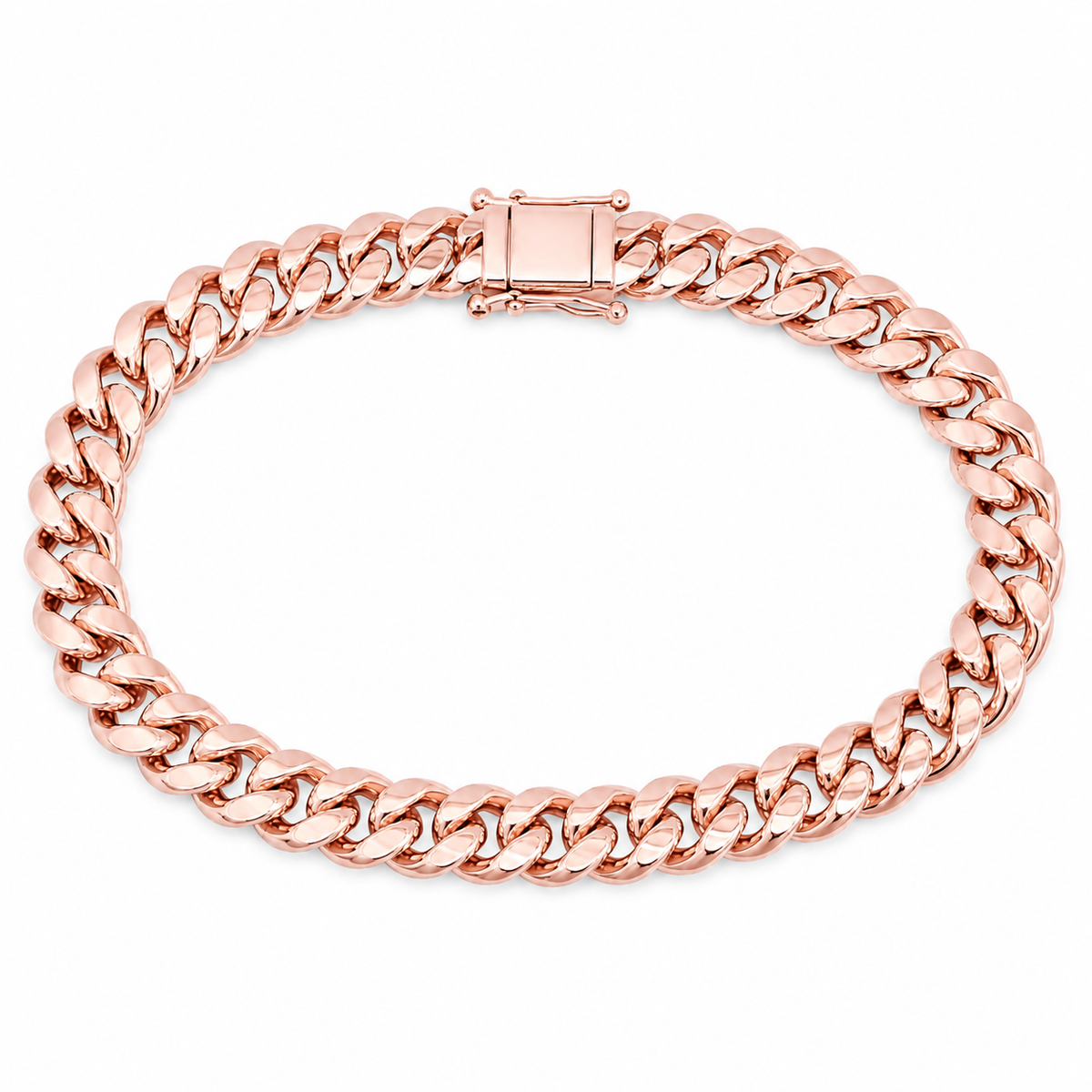 10K Rose Gold Semi-Solid Miami Cuban Link Chain, full-length view