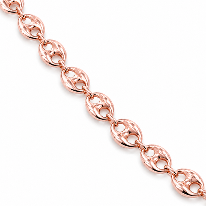 10K Rose Gold Semi-Solid Puff Chain, diagonal view of the full chain