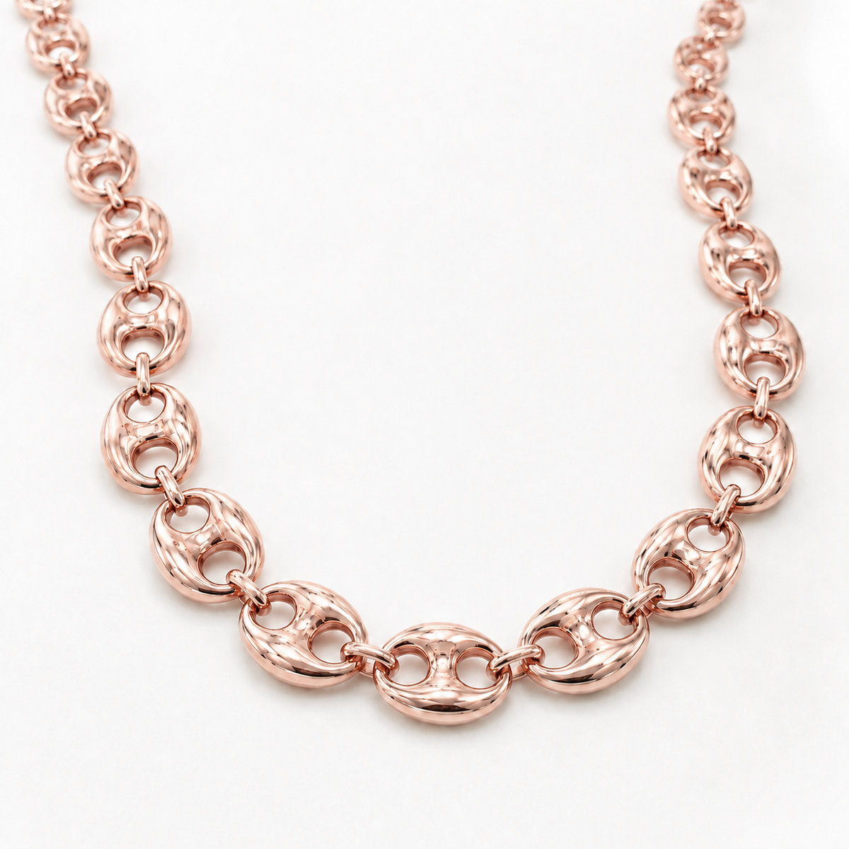 10K Rose Gold Semi-Solid Puff Chain, three-quarter angle view