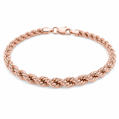 10K Rose Gold Solid Rope Chain, close-up of the link detail