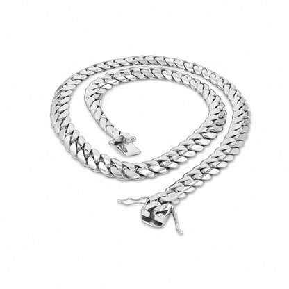 10K White Gold Heavy Solid Miami Cuban Link Chain, close-up of the link detail
