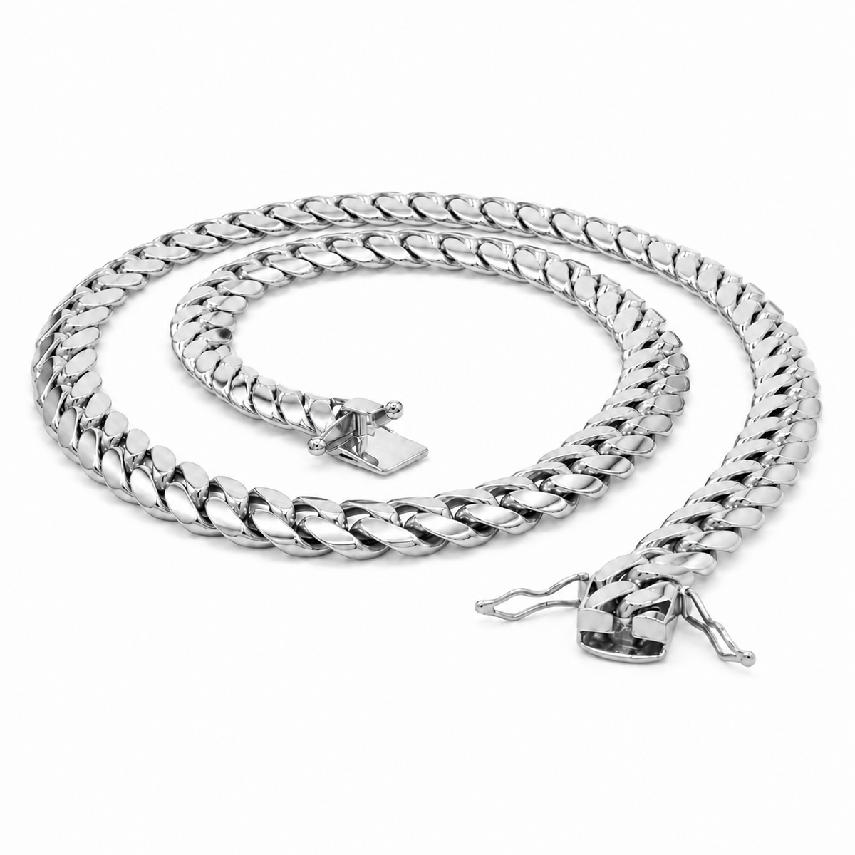 10K White Gold Heavy Solid Miami Cuban Link Chain (6mm-13.5mm)