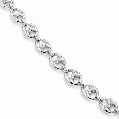 10K White Gold Semi-Solid Puff Chain, diagonal view of the full chain
