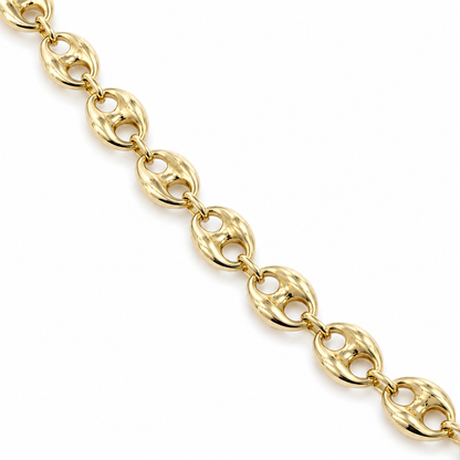 10K Yellow Gold Semi-Solid Puff Chain, diagonal view of the full chain