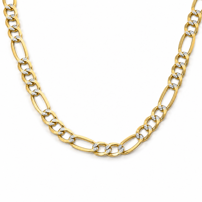 10K Yellow Gold Solid Diamond-Cut Figaro Chain