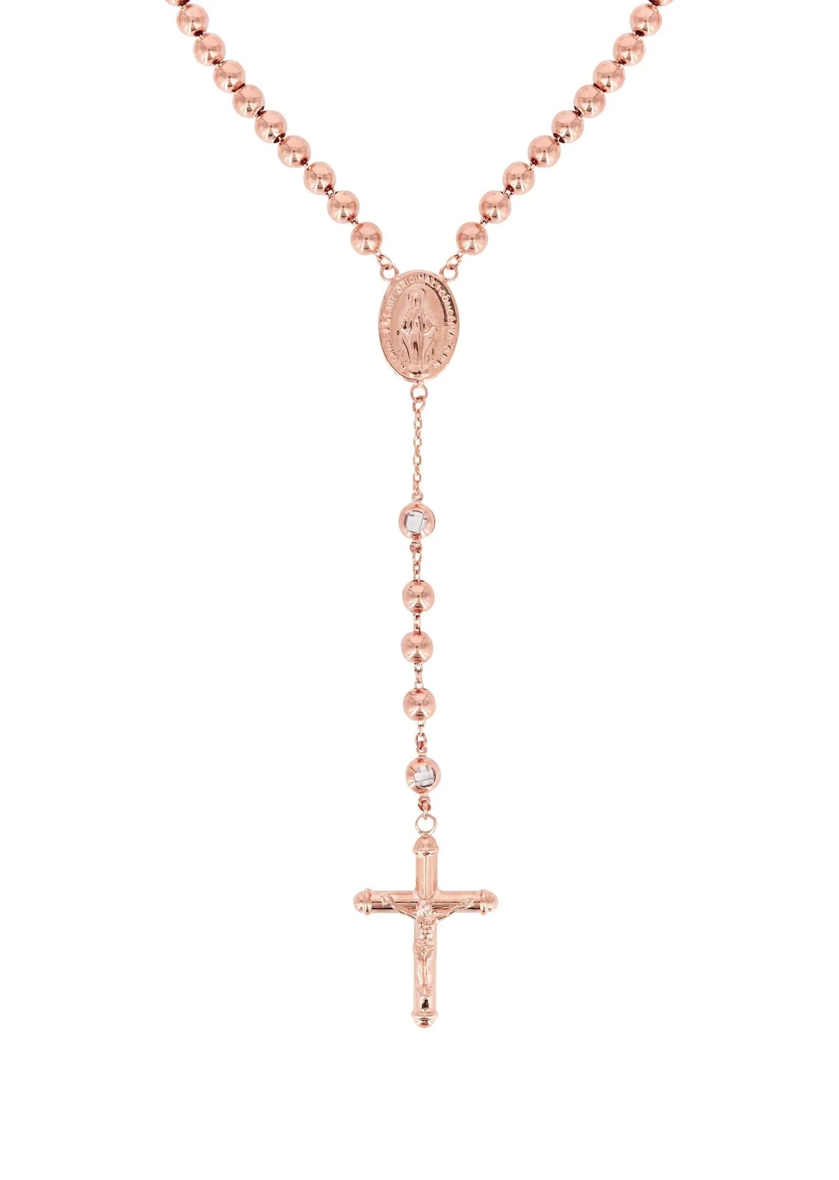 14K Yellow & Rose Gold Rosary Chain, full-length view