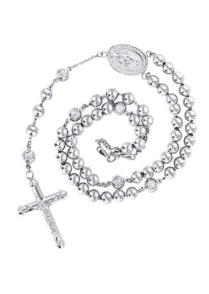 14K White & Rose Gold Rosary Chain