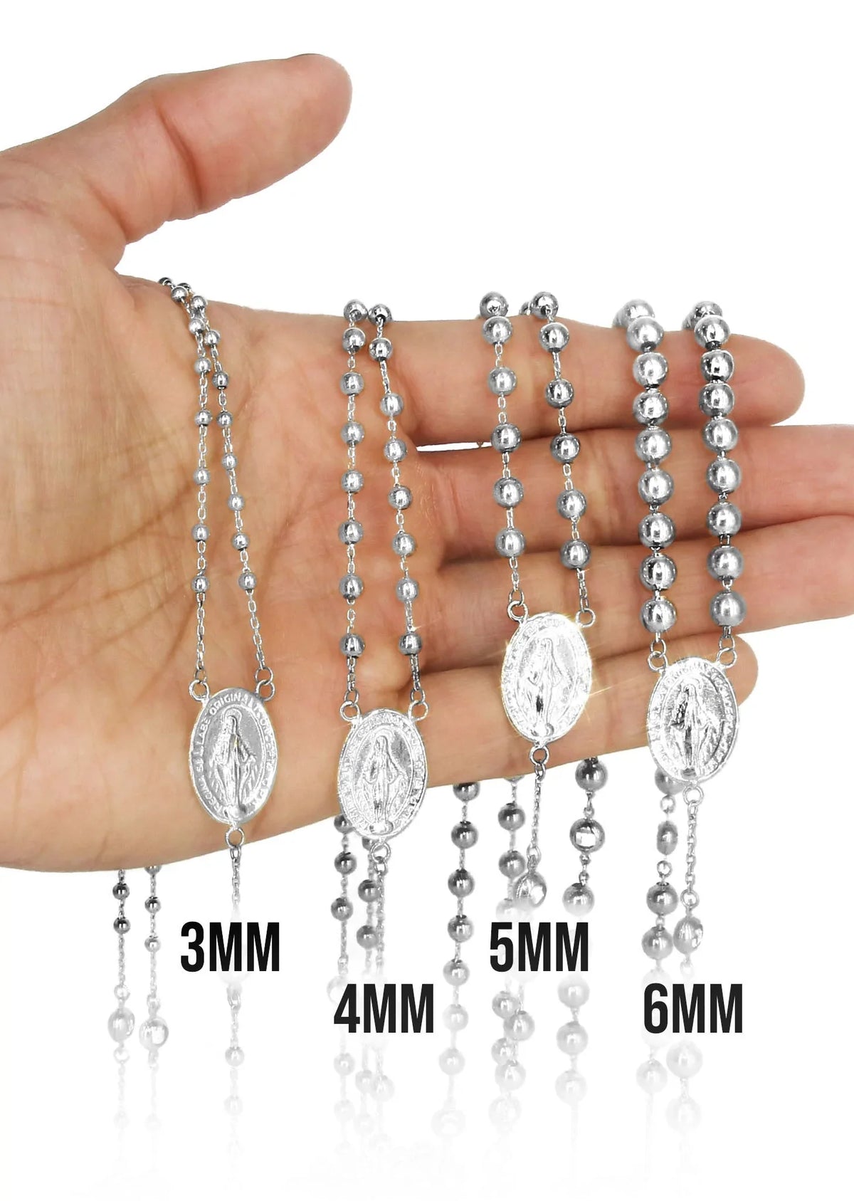 14K White & Rose Gold Rosary Chain