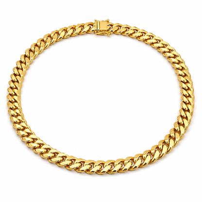 14K Gold Semi-Solid Miami Cuban Link Chain, styled view