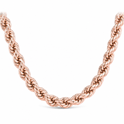 14K Rose Gold Semi-Solid Diamond-Cut Rope Chain