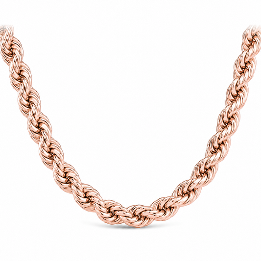 14K Rose Gold Semi-Solid Diamond-Cut Rope Chain