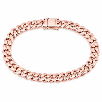 14K Rose Gold Semi-Solid Miami Cuban Link Chain, angled view