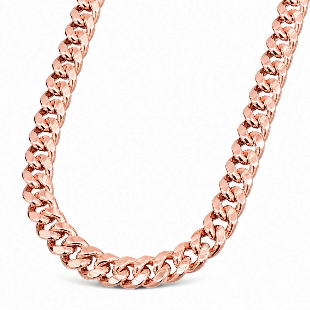 14K Rose Gold Semi-Solid Miami Cuban Link Chain