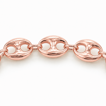 14K Rose Gold Semi-Solid Puff Chain, close-up of the link detail