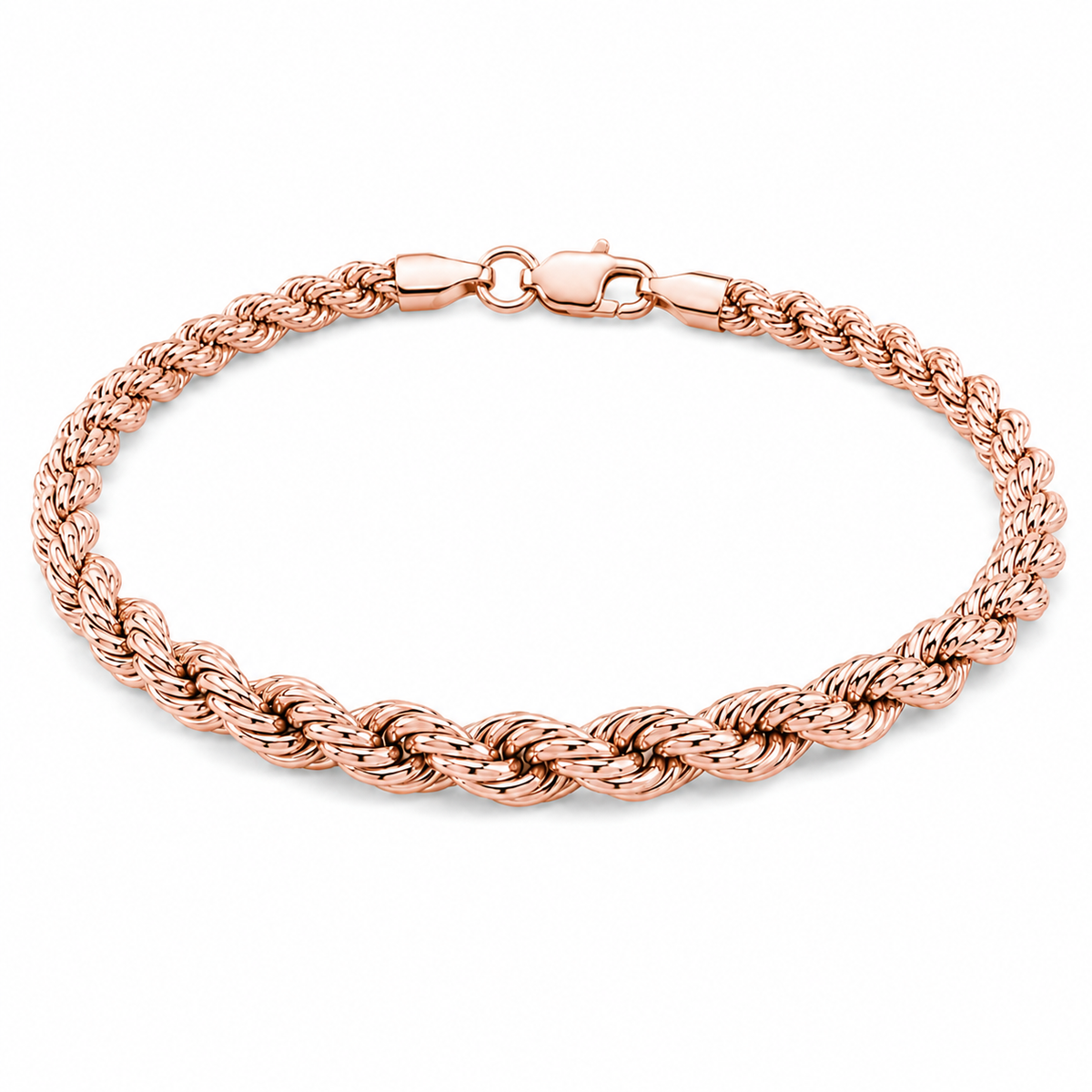 14K Rose Gold Solid Rope Chain, styled view