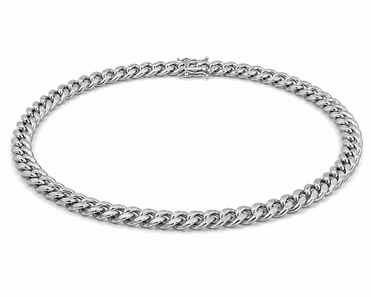 14K White Gold Semi-Solid Miami Cuban Link Chain, additional view