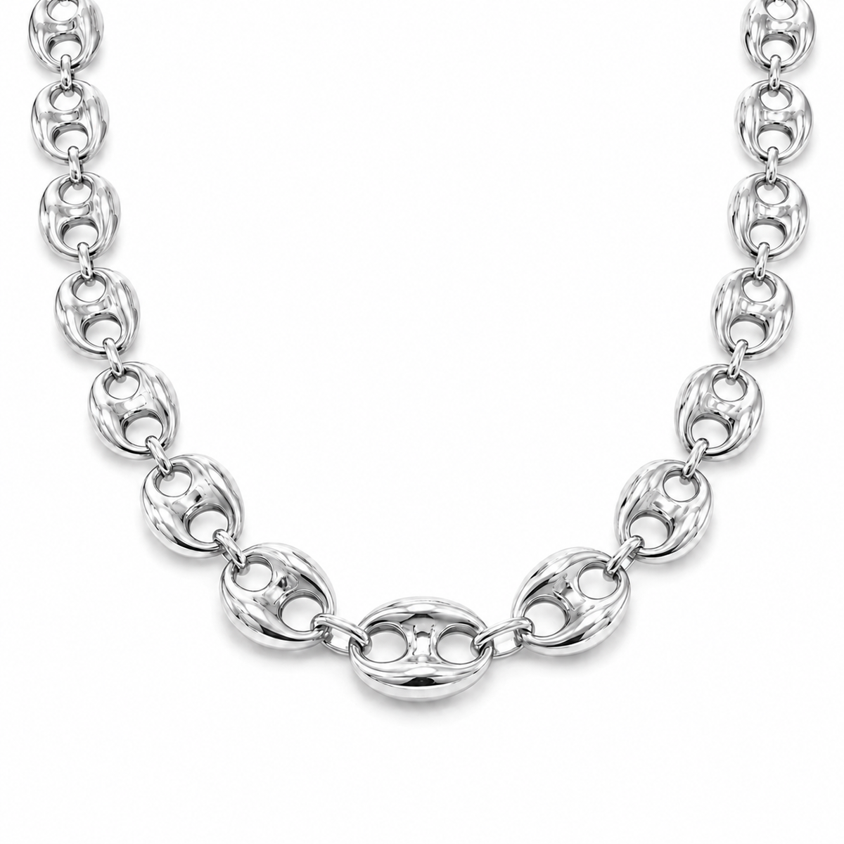 14K White Gold Semi-Solid Puff Chain