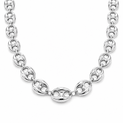 14K White Gold Semi-Solid Puff Chain
