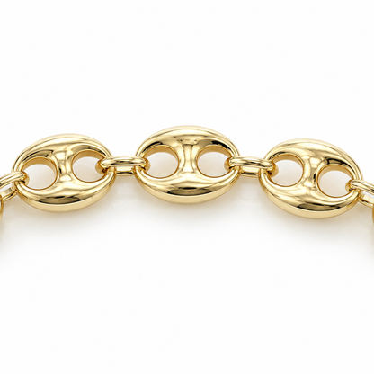 14K Yellow Gold Semi-Solid Puff Chain, close-up of the link detail